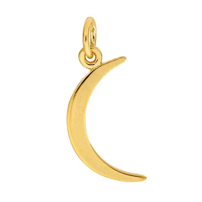 Halbmond-Anhänger aus Sterlingsilber, schwer, gelbvergoldet, 14 Karat