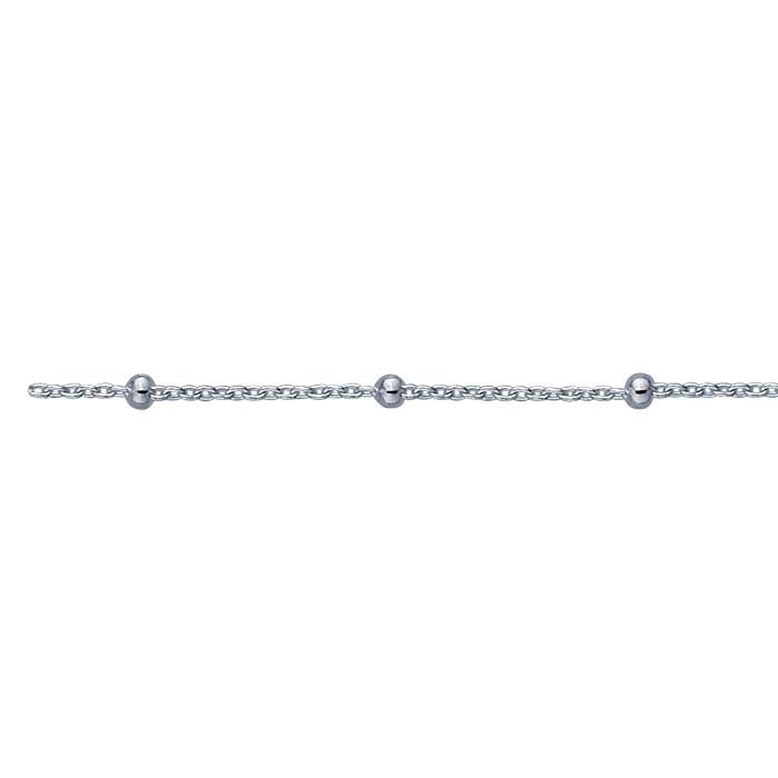 Sterling Silver Cable Chain with Round Beads