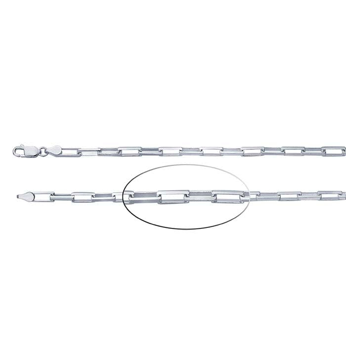 Sterling Silver Beveled Long Box Chain