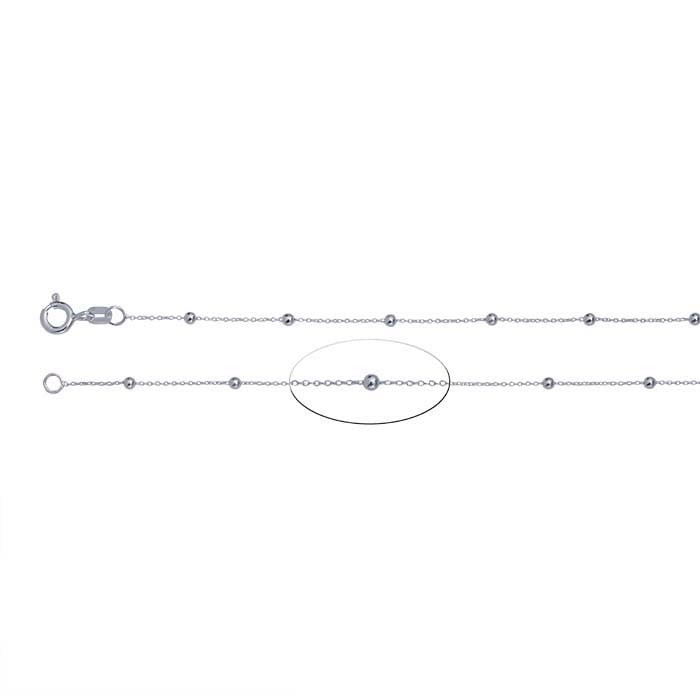 Sterling Silver Cable Chain with Round Beads