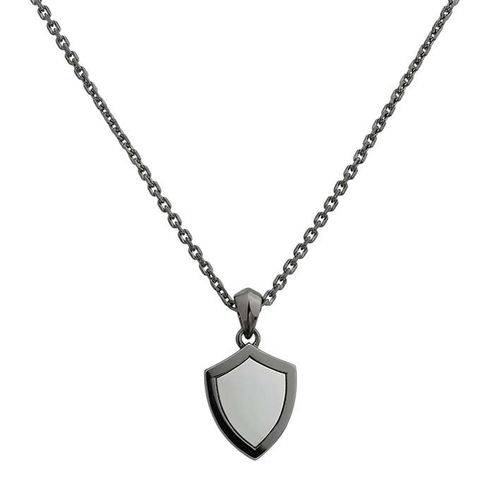 Sterling Silver Two-Tone Shield Necklace