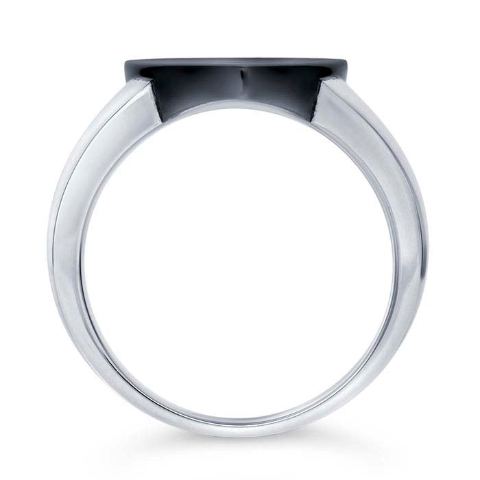 Sterling Silver Two-Tone 18 x Shield Signet Ring