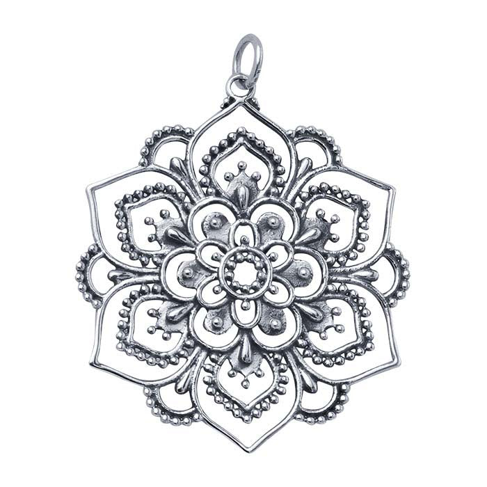 Sterling Silver Openwork Lotus Pendant