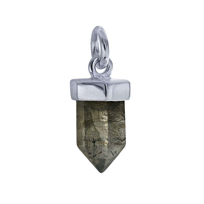 Sterling Silver 10 x 5mm Labradorite Crystal Point Charm