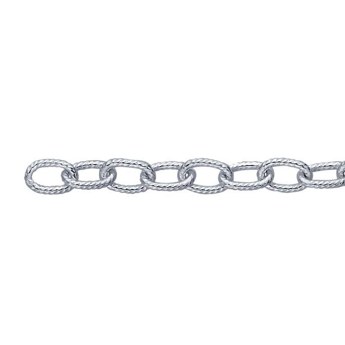 Sterling Silver Twisted Oval Cable Chain, By the Foot