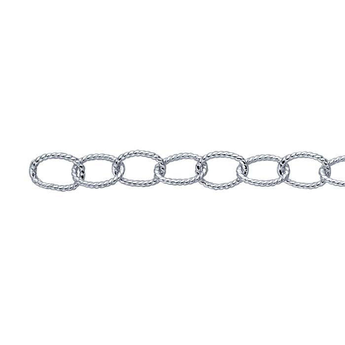 Sterling Silver Twisted Oval Cable Chain, By the Foot