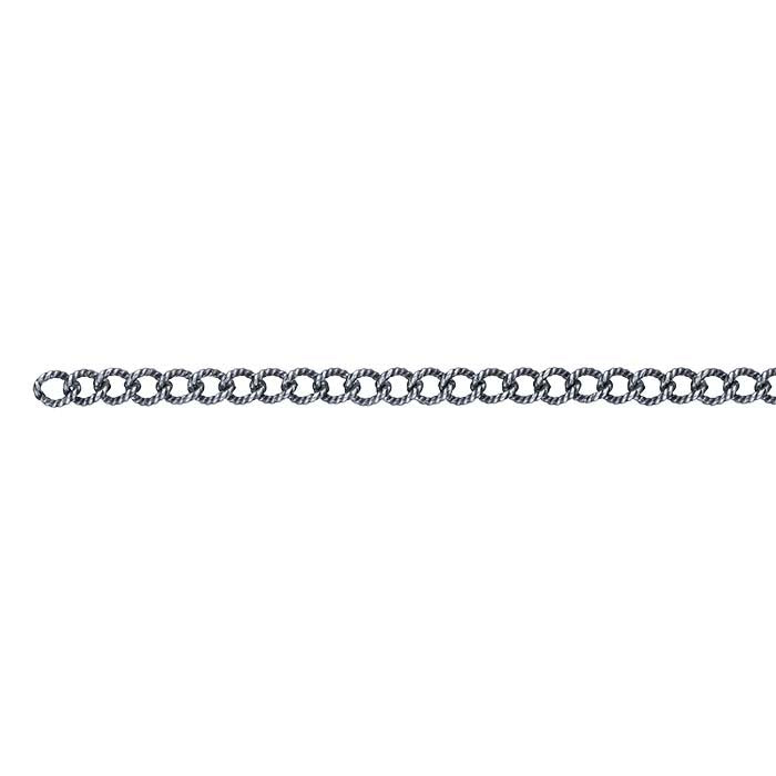 Sterling Silver Oxidized Pattern Curb Chain, By the Foot