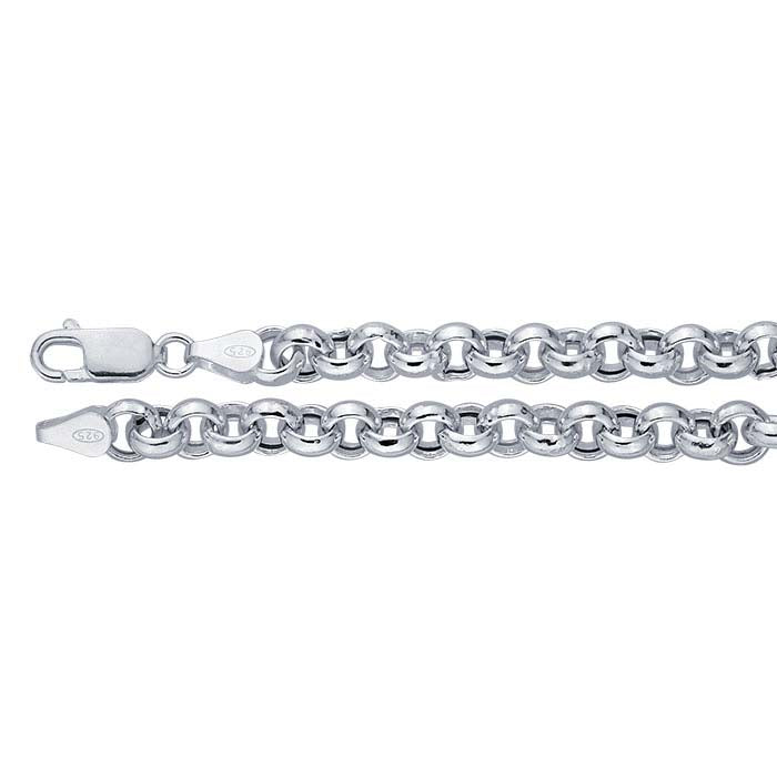 Sterling Silver Hollow Round Rolo Chain Bracelet