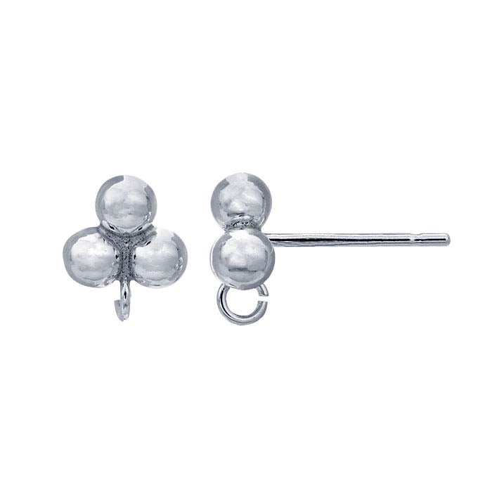 Three-Ball Post Earring with Ring