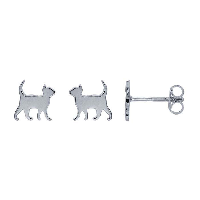 Sterling Silver Curious Kitten Post Earrings