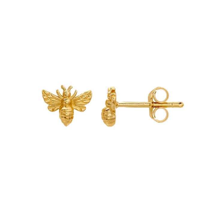 Sterling Silver Gold-Plated Honey Bee Post Earrings