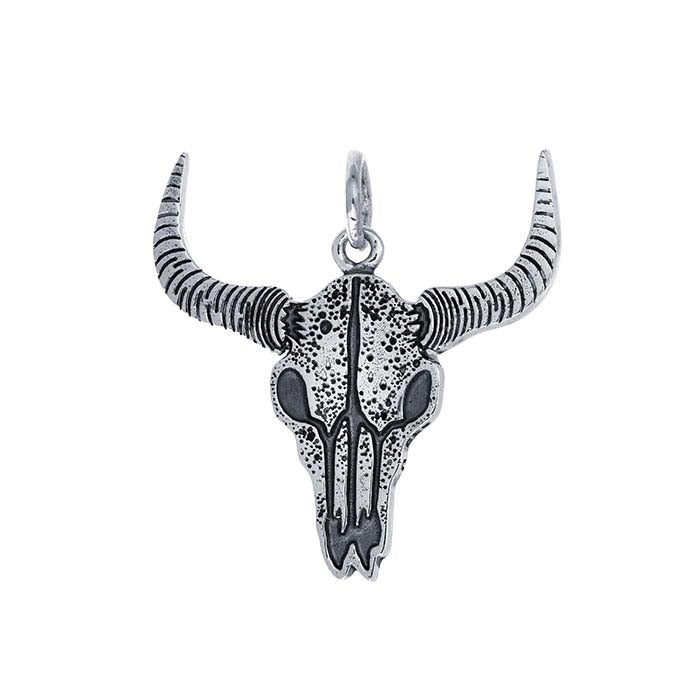Sterling Silver Flat Cow Skull Pendant