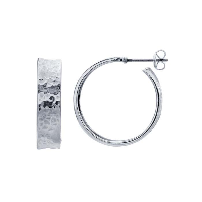 Sterling Silver Hammered Hoop Earrings