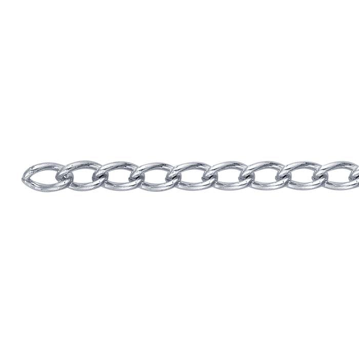 Argentium® Silver 3mm Curb Chain, By the Foot