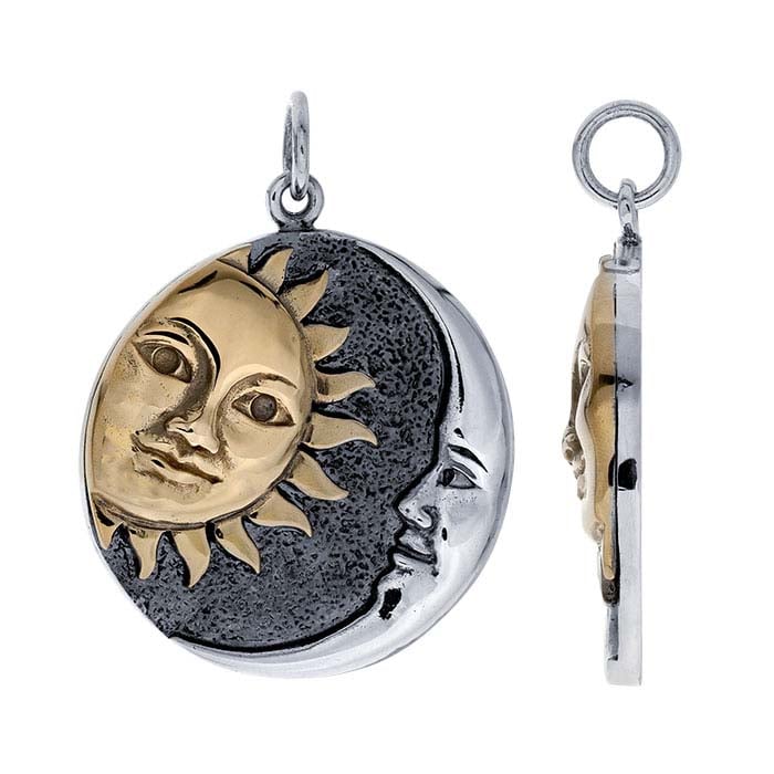 Sterling Silver Moon and Bronze Sun Pendant