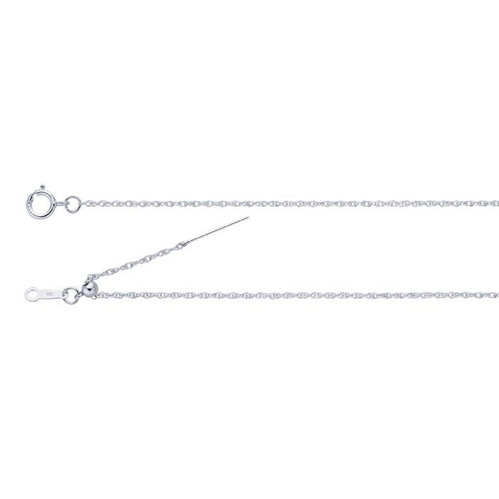 स्टर्लिंग सिल्वर 1.1mm एड-ए-बीड डबल रोप चेन नेकलेस, समायोज्य