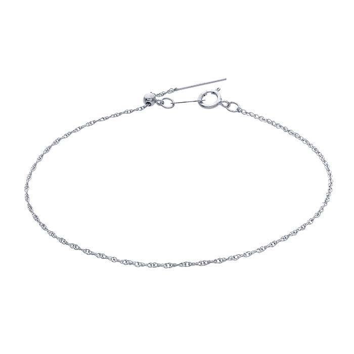 Sterling sølv 1,1 mm Add-A-Bead taukjede armbånd, justerbart