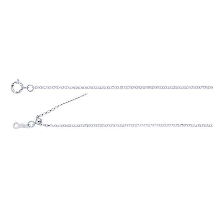스털링 실버 1.2mm 애드-어-비드 롤로 체인 목걸이, 조절 가능
