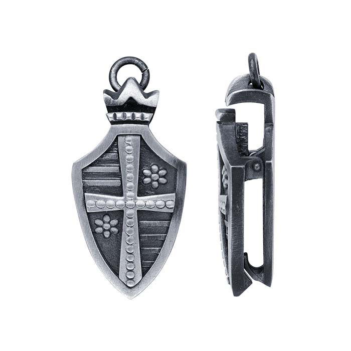 Sterling Silver Medieval Shield Squeeze Clasp
