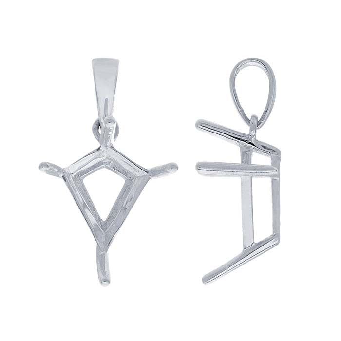 Montagem de Pendente em Cesto em Prata Esterlina 11 x 9mm em Forma de Pipa