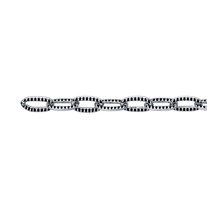 Sterling Silver Oxidized Patterned Cable Chain