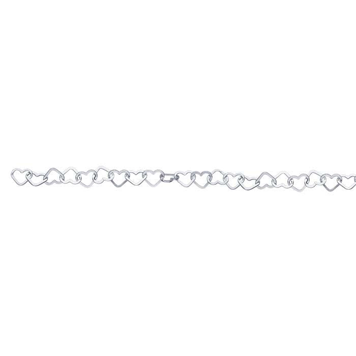 Sterling Silver Flat Heart Link Chain, By the Foot