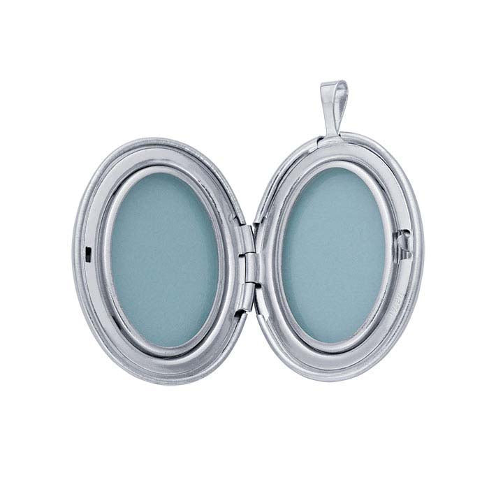 Sterling Silver Oval Cross Locket Pendant