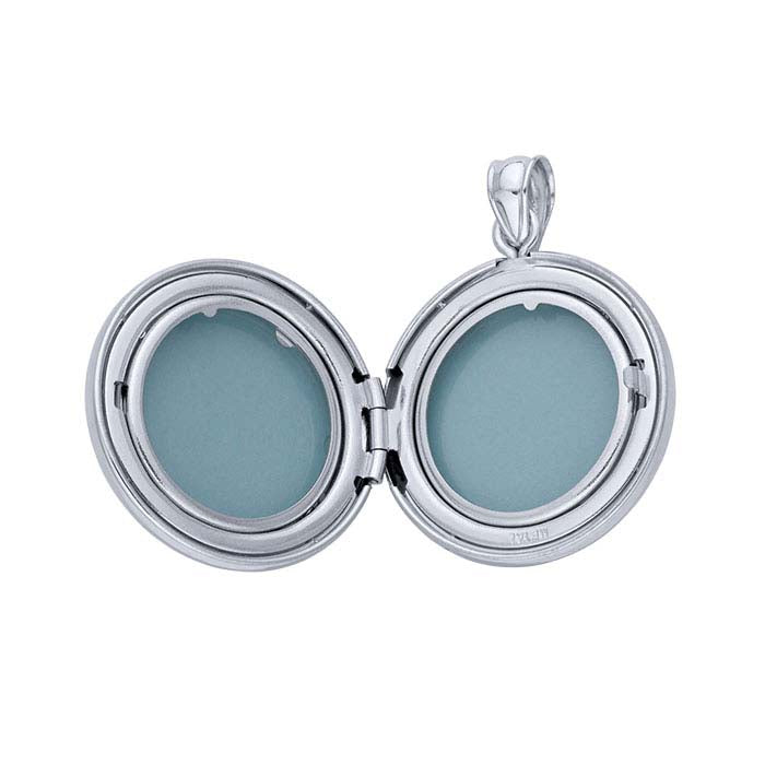Sterling Silver Round Flower Locket Pendant