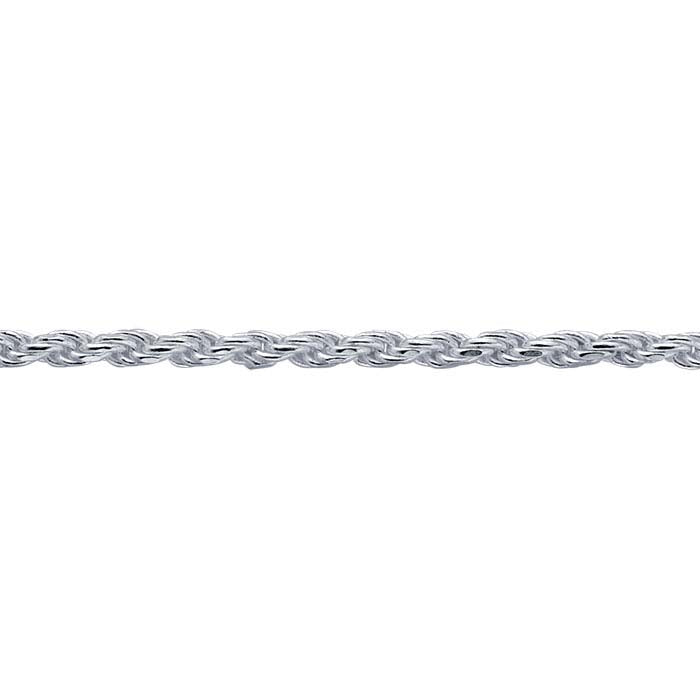 Sterling Silver 1mm Diamond-Cut French Rope Chain, By the Foot