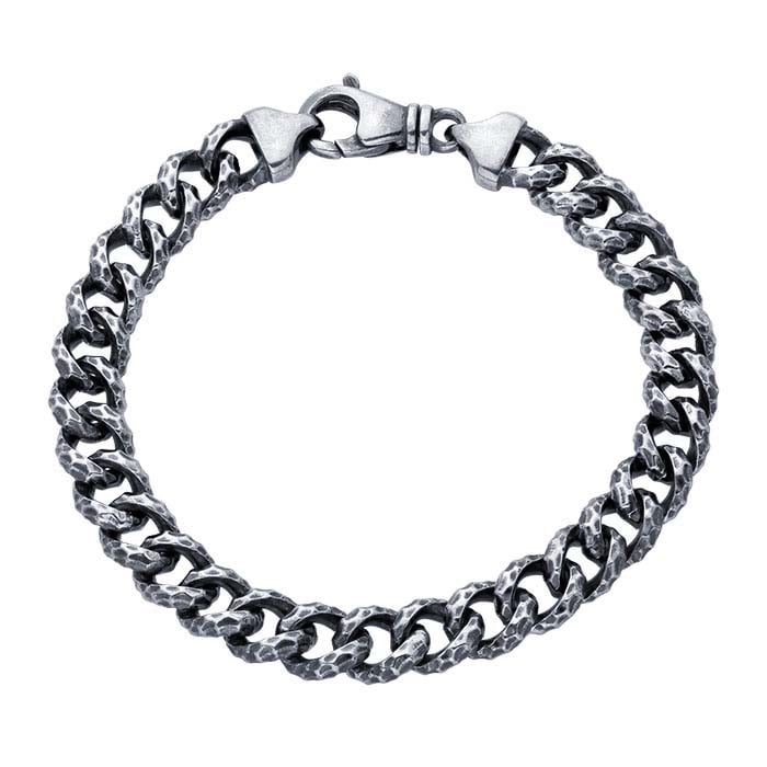 Sterling Silver Gunmetal 9.5mm Curb Chain Bracelet