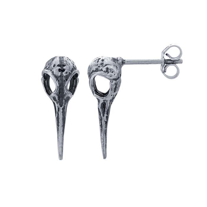 Sterling Silver Hummingbird Skull Post Earrings