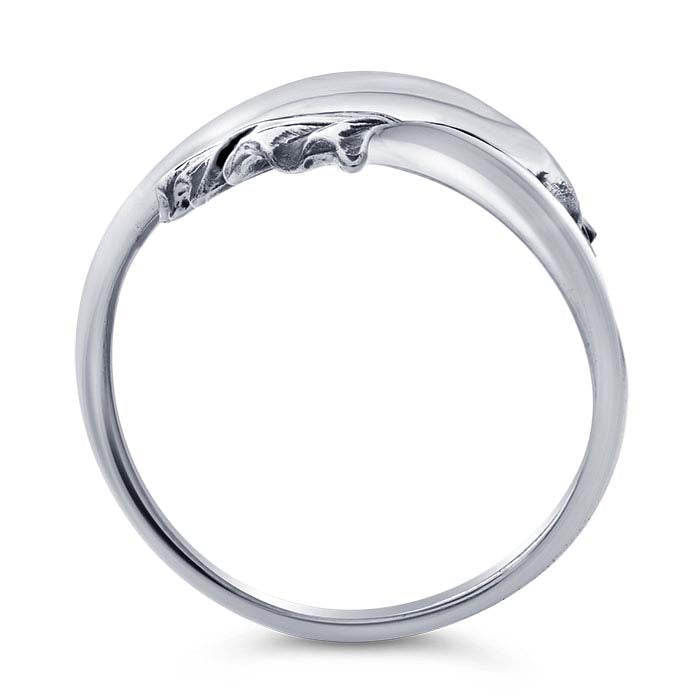 Anillo Bypass de Hoja de Ginkgo en Plata de Ley