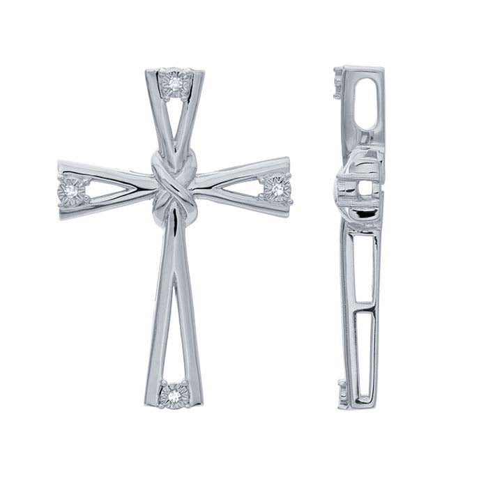 Sterling Silver Diamond-Set Cross Pendant