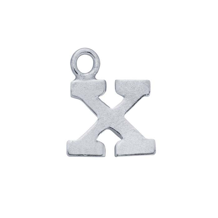 Sterling Silver Block Alphabet Charm, "X"