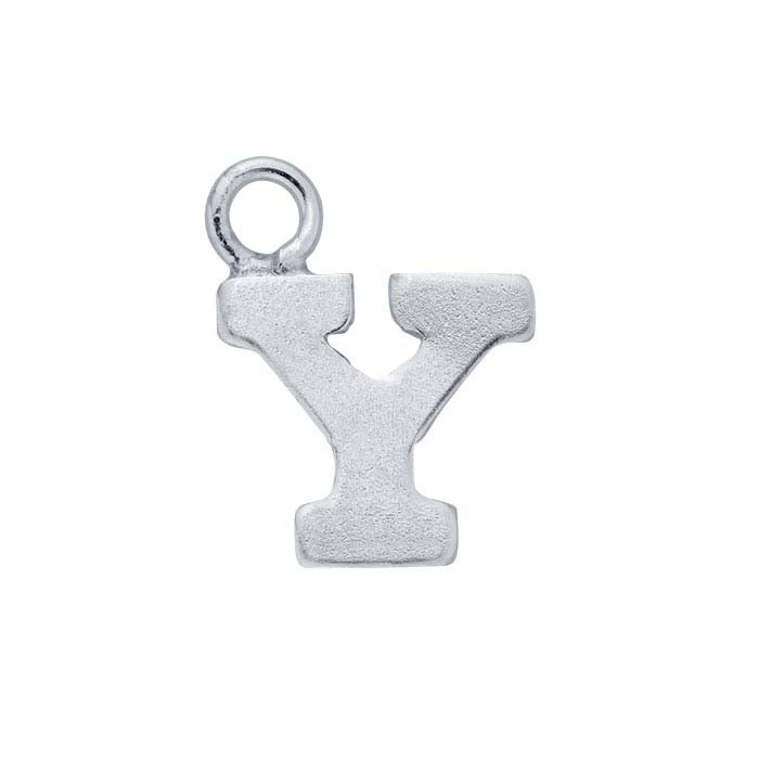 Sterling Silver Block Alphabet Charm, "Y"