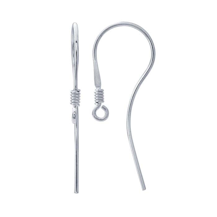 Sterling Silver Hammered Ear Wire with Loop and Coil