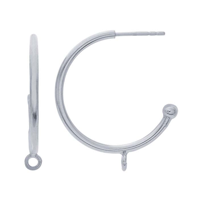 Sterling Silver Hoop Earring with Ball and Loop