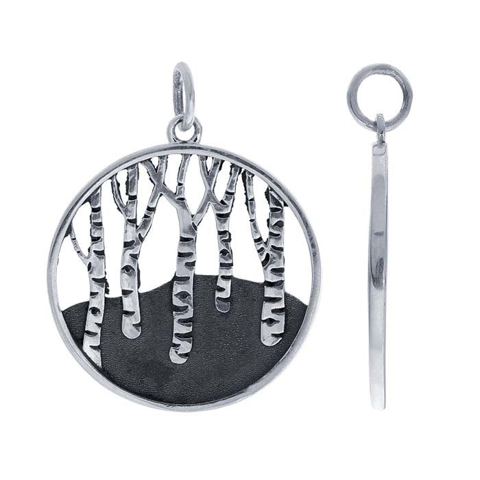 Sterling Silver Birch Tree Forest Charm