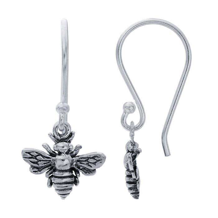 Sterling Silver Bee Dangle Earrings