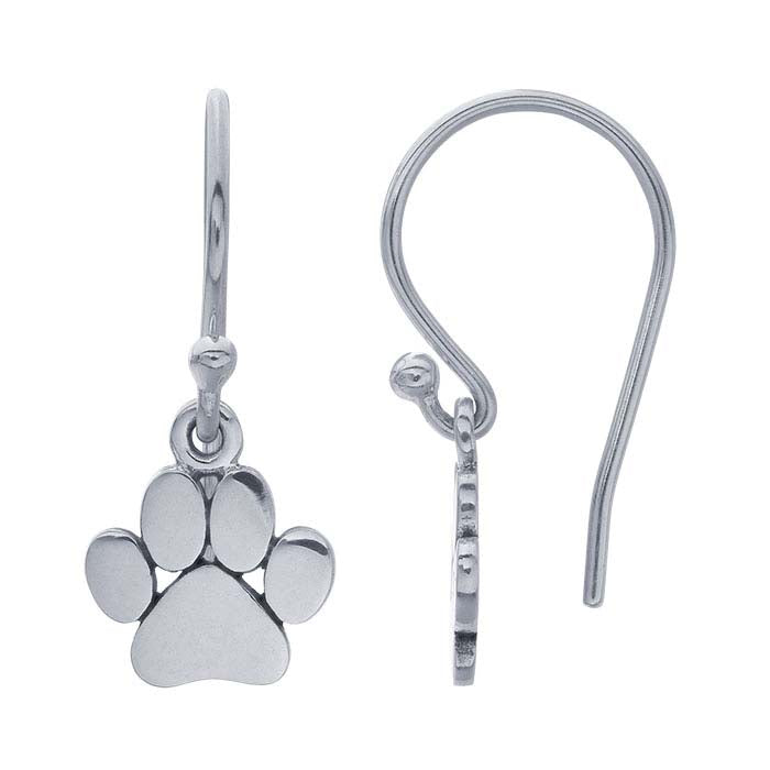 Sterling Silver Paw Dangle Earrings