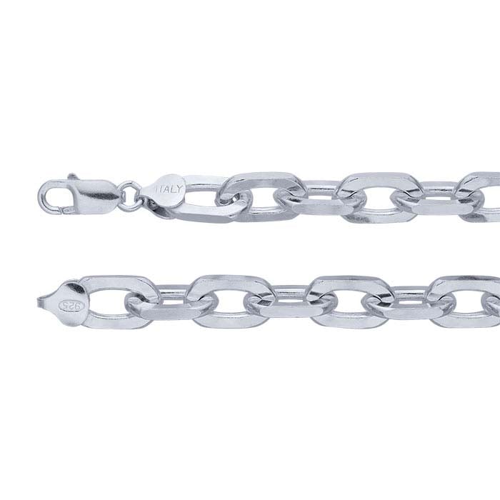 Sterling Silver 9.25mm Diamond-Cut Cable Chain