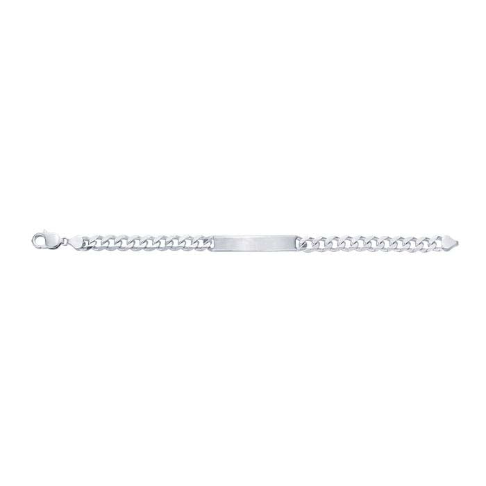 Sterling Silver Beveled Curb Chain ID Bracelet