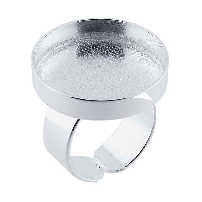 Montatura per anello rotondo in resina e argento sterling, regolabile