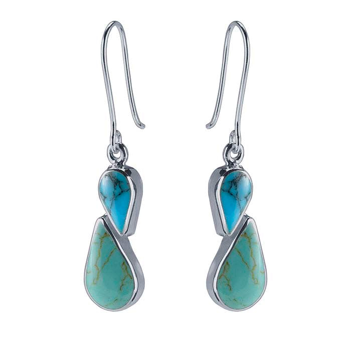 Sterling Silver Turquoise-Set Earrings