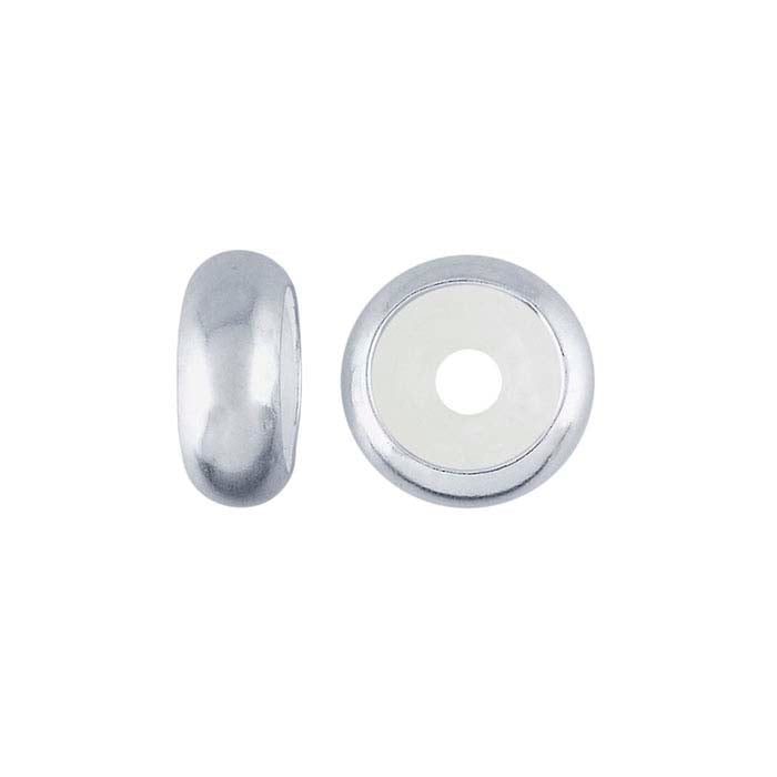Sterling Silver 7 x Roundel "Smart" Bead with Silicone Insert