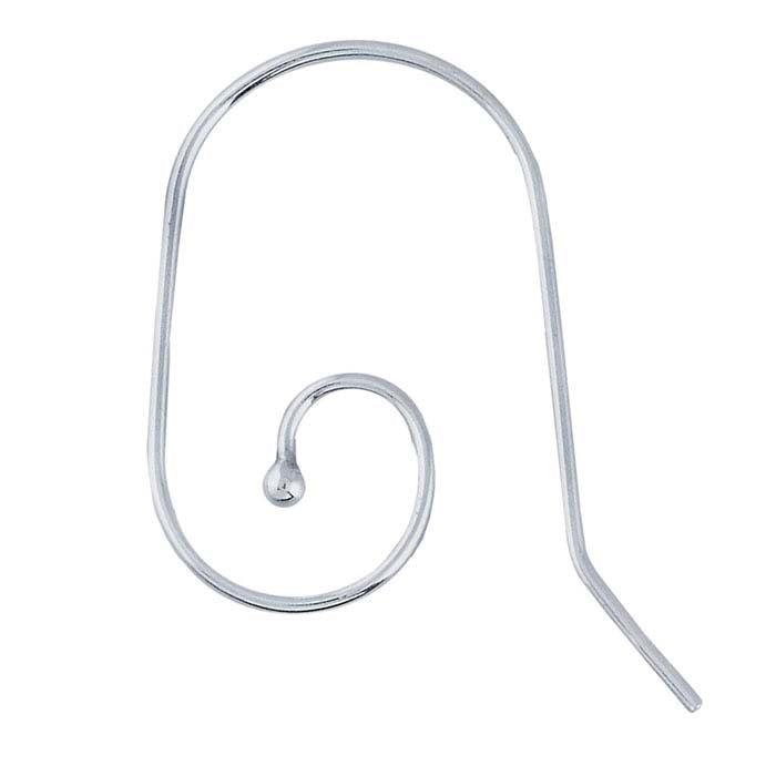 Sterling Silver Oval Spiral Ear Wire with Ball End