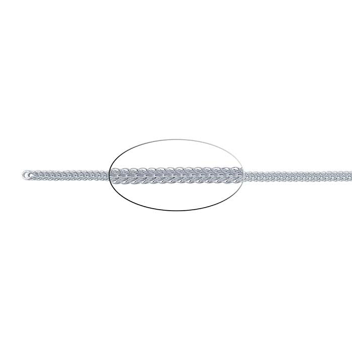 Sterling Silver Square Foxtail Chain, By the Foot