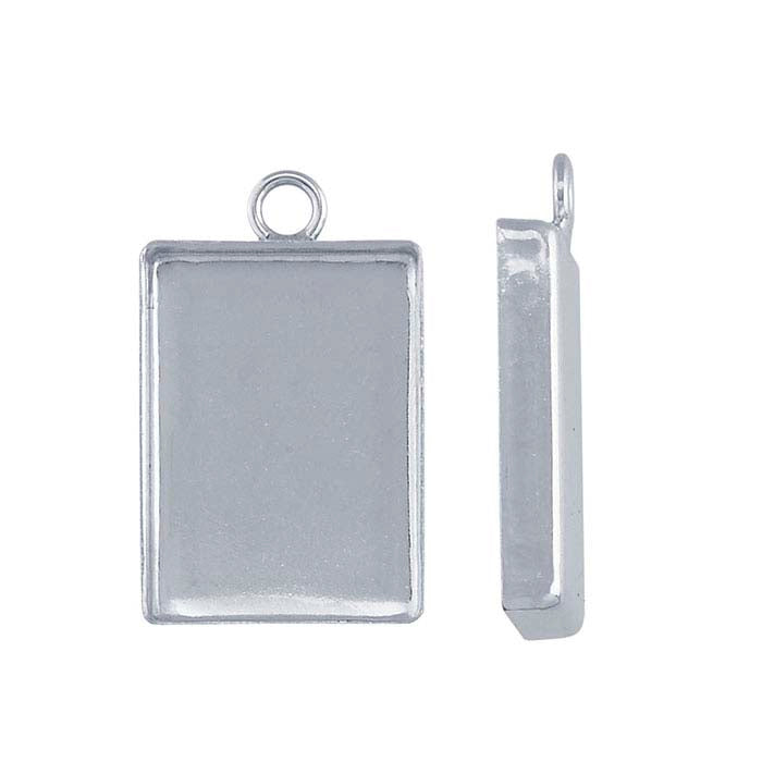 스털링 실버 18 x 13mm 직사각형 레진 부품 장착용