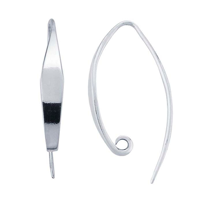 Sterling Silver Marquise Flattened Ear Wire with Loop