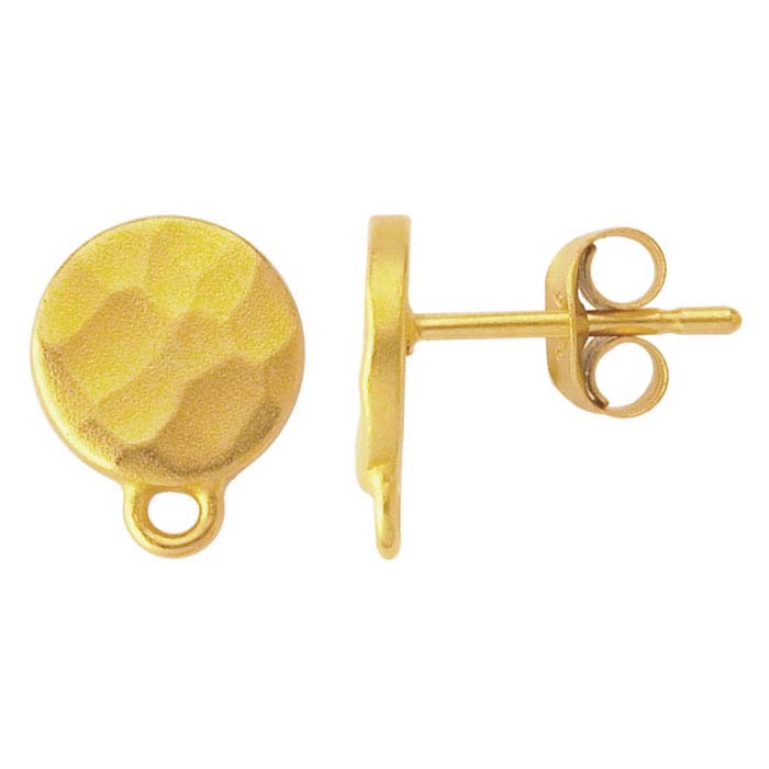 24Κ Βαριά Επιχρυσωμένα Σφυρηλατημένα Σκουλαρίκια με Στήριξη από Ασήμι Sterling